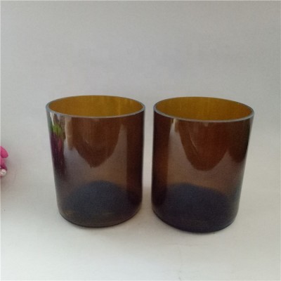 400ml popular used votive amber glass straight sided jar amber candle holder