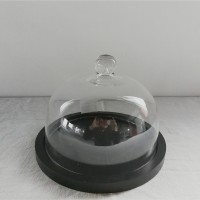 glass home decor of transparent glass cake stand dome with wooden base