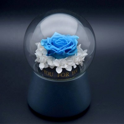 wedding party decorative glass ball flowers music box,music box glass globe