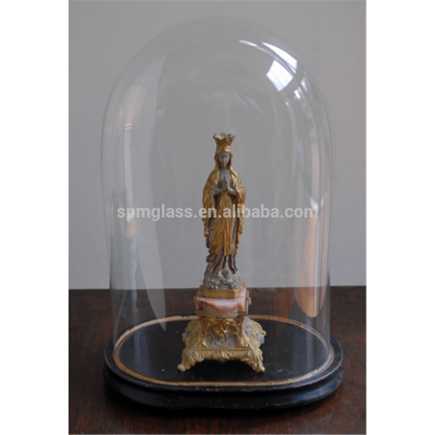 decorative oval glass dome with base